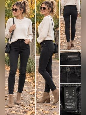 Anthropologie Pilcro High Rise Stretch Ankle Skinny Jeans Black 26